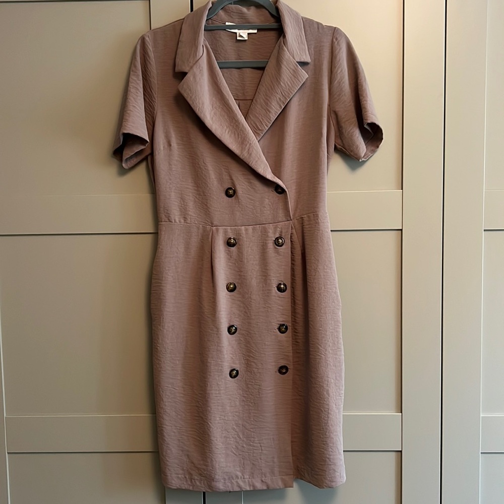 Short double breast button dress.
